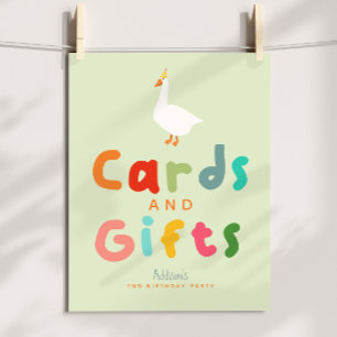 Affiche Deux cartes et cadeaux d'oie Idiote Signe d'annive