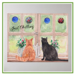 Affiche Deux chats à la fenêtre Pittoresque Fleurs sereine<br><div class="desc">Quelle affiche pittoresque et reposante — deux chats assis à la fenêtre qui donnent sur le vert du paysage avec les vases de fleurs. Appréciez le poster pour vous-même ou en cadeau. Si vous avez des questions, envoyez un conversation ou un courriel à charmdesignstudio@rcn.com et nous serons heureux de vous...</div>