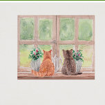 Affiche Deux chats à la fenêtre Pittoresque Fleurs sereine<br><div class="desc">Quelle affiche pittoresque et reposante — deux chats assis à la fenêtre qui donnent sur le vert du paysage avec les vases de fleurs. Appréciez le poster pour vous-même ou en cadeau. Si vous avez des questions, envoyez un conversation ou un courriel à charmdesignstudio@rcn.com et nous serons heureux de vous...</div>
