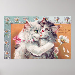 Affiche Deux chats s'étreignant, Louis Wain