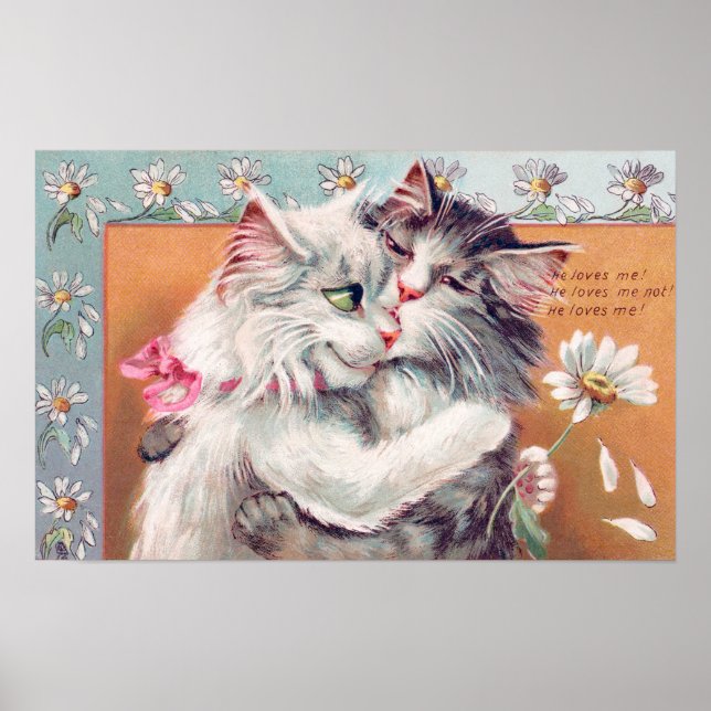 Affiche Deux chats s'étreignant, Louis Wain (Devant)