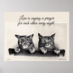 Affiche Deux Chats Sleepy, Photo Vintage, L'amour est ...