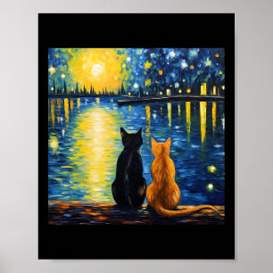 Affiche Deux chats Starry Night Lover Cat Art Peinture Kit