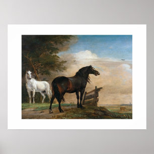 Affiche Deux chevaux dans le pâturage