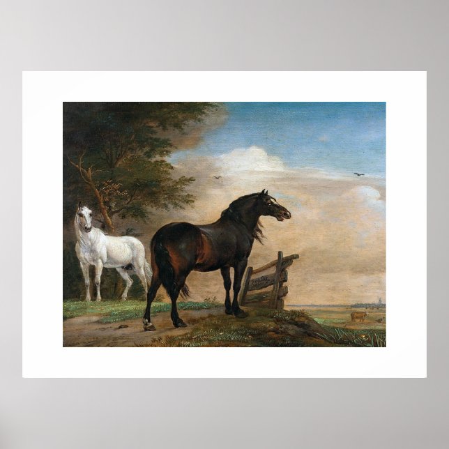 Affiche Deux chevaux dans le pâturage (Devant)