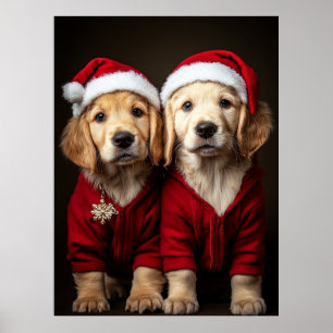 Affiche Deux chiots de Noël