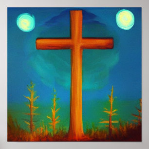 Affiche Deux choix Croix dans un jardin à l'affiche de nui