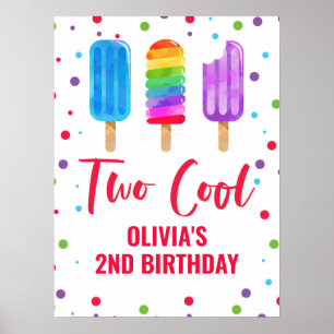 Affiche Deux Cool 2e anniversaire Glace arc-en-ciel