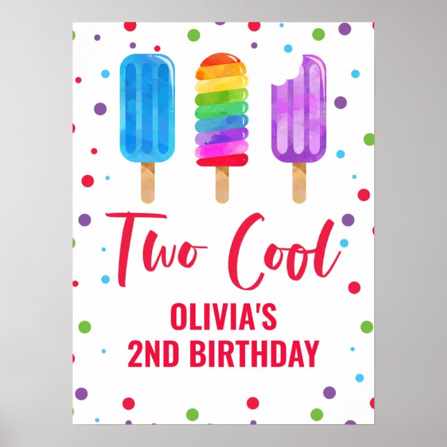 Affiche Deux Cool 2e anniversaire Rainbow Ice Pop (Devant)