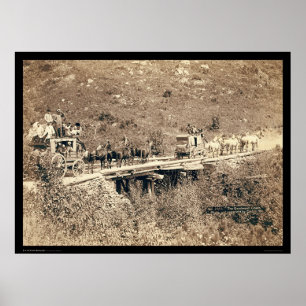 Affiche Deux diligences passant Black Hills WY 1889