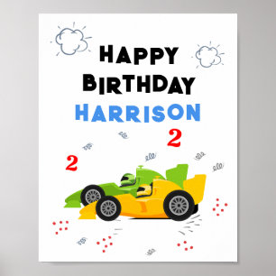 Affiche Deux Enfants de 2e anniversaire Rapide Racing Cars