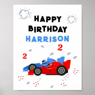 Affiche Deux Enfants de 2e anniversaire Rapide Racing Cars