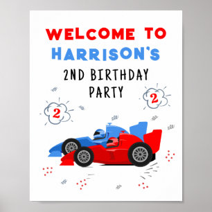 Affiche Deux Enfants de 2e anniversaire Rapide Racing Cars