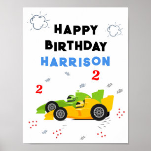 Affiche Deux Enfants de 2e anniversaire Rapide Racing Cars