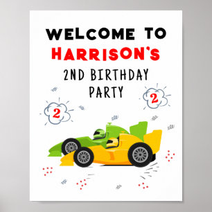 Affiche Deux Enfants de 2e anniversaire Rapide Racing Cars