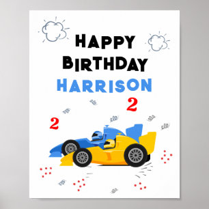 Affiche Deux Enfants de 2e anniversaire Rapide Racing Cars
