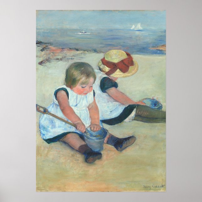 Affiche Deux Enfants Jouant Sur La Peinture À L'Huile Vint (Devant)