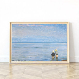 Affiche Deux enfants pataugent à Skagen Beach, PS Kroyer