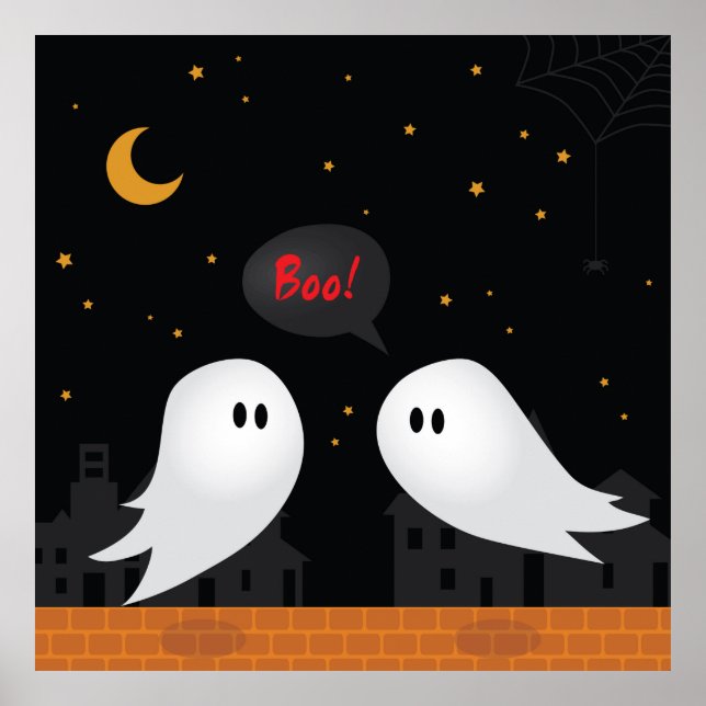 Affiche Deux fantômes de dessins animés dans la ville dans (Devant)