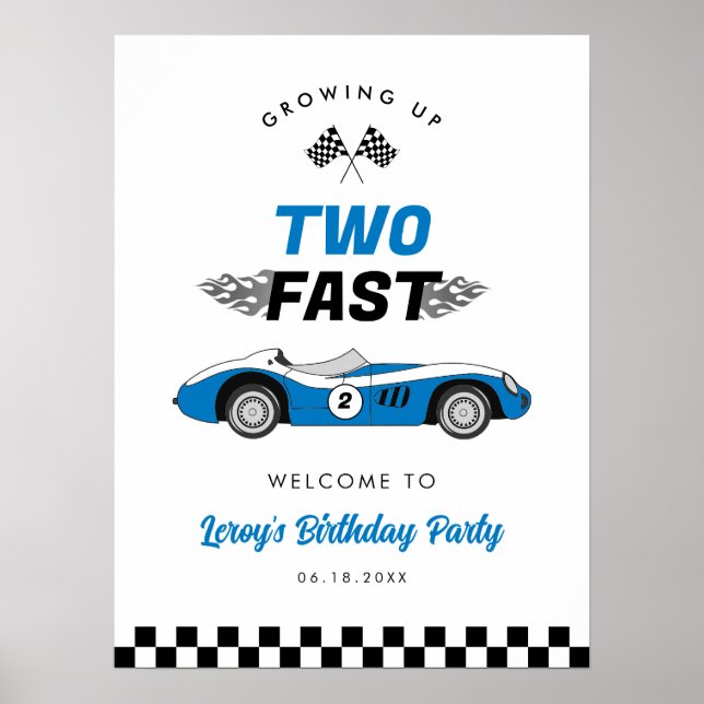 Affiche Deux Fast Blue Vintage Race Car Bienvenue (Devant)