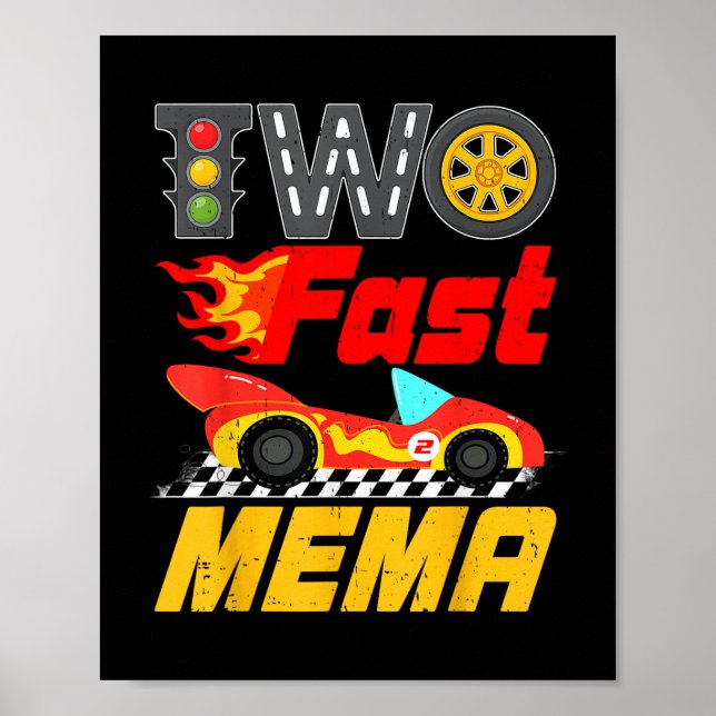 Affiche Deux Fast Mema Pit Crew Racing Car Famille Anniver (Devant)