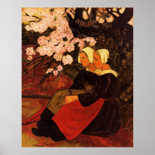 Affiche Deux femmes bretonnes sous un pommier,