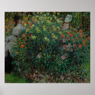 Affiche Deux femmes parmi les fleurs, 1875 (huile sur toil