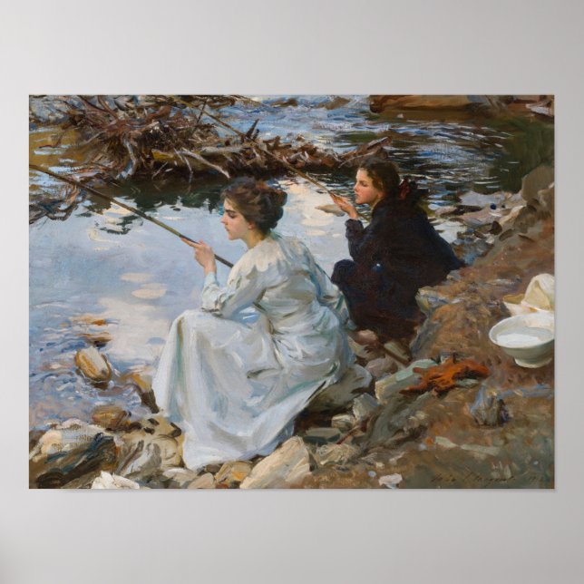 Affiche Deux filles pêchant, Sargent 1918  (Devant)