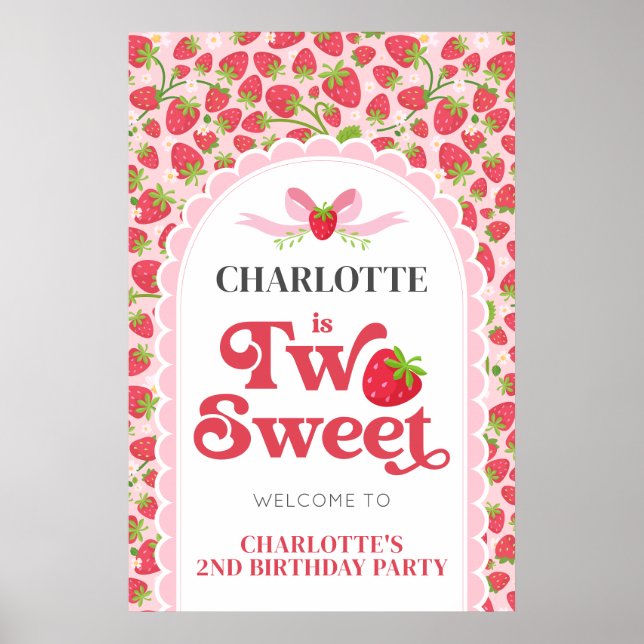 Affiche Deux fraises sucrées 2e anniversaire 24x36 Bienven (Devant)