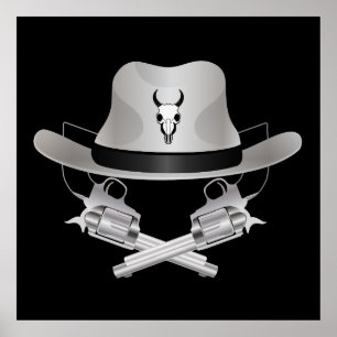 Affiche Deux fusils croisés et casquette