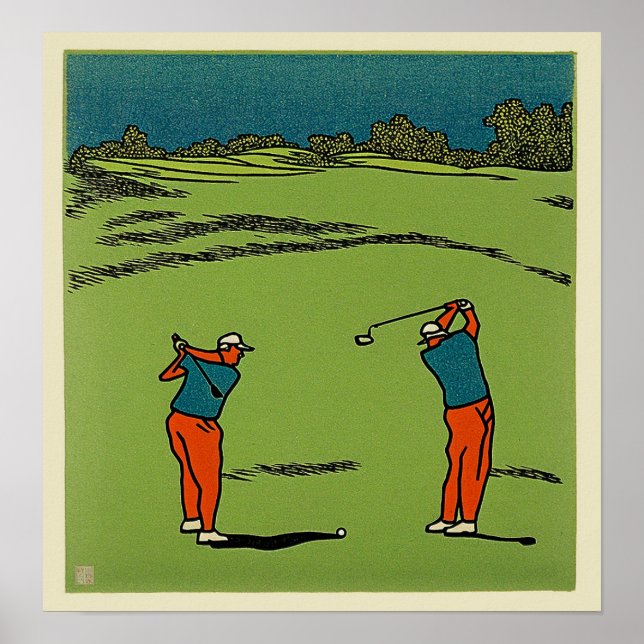 Affiche Deux golfeurs Boîtier Imprimé (Devant)