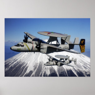Affiche Deux Hawkeyes E-2C conduisent un vol
