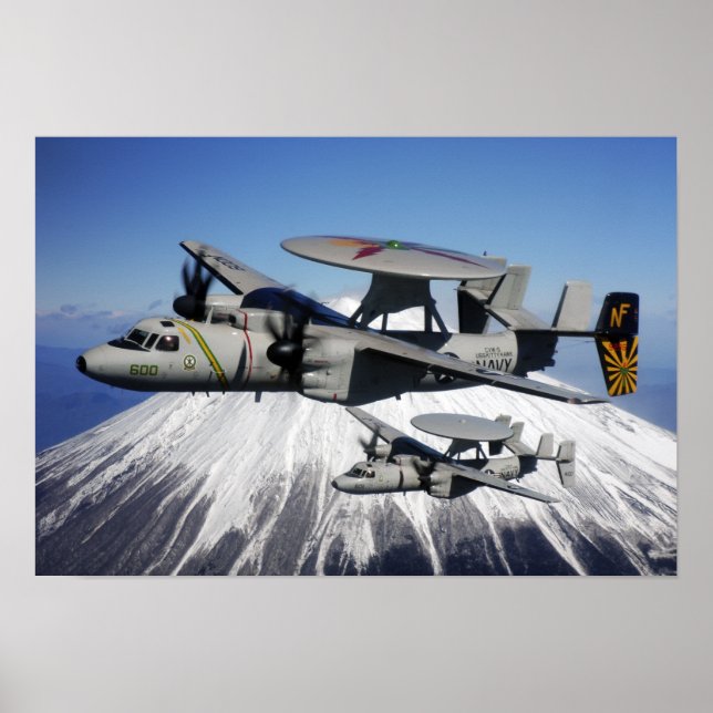 Affiche Deux Hawkeyes E-2C effectuent un vol (Devant)