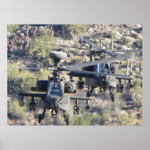 Affiche Deux hélicoptères Apache AH-64