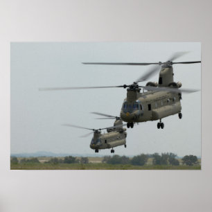 Affiche Deux hélicoptères CH-47 Chinook