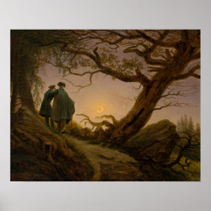 Affiche Deux hommes contemplant la lune