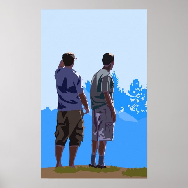 Affiche Deux hommes regardent l'affiche (Devant)