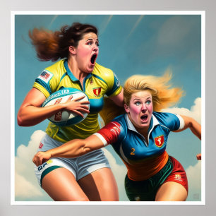 Affiche Deux Joueuses De Rugby Art Imprimer