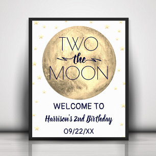 Affiche Deux La Lune 2e fête d'anniversaire Bienvenue