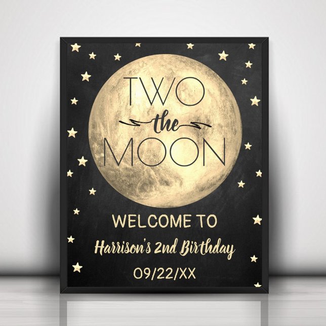 Affiche Deux La Lune 2e fête d'anniversaire Bienvenue (Créateur téléchargé)