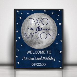 Affiche Deux La Lune 2e fête d'anniversaire Bienvenue
