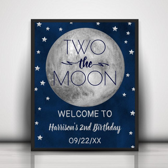 Affiche Deux La Lune 2e fête d'anniversaire Bienvenue (Créateur téléchargé)