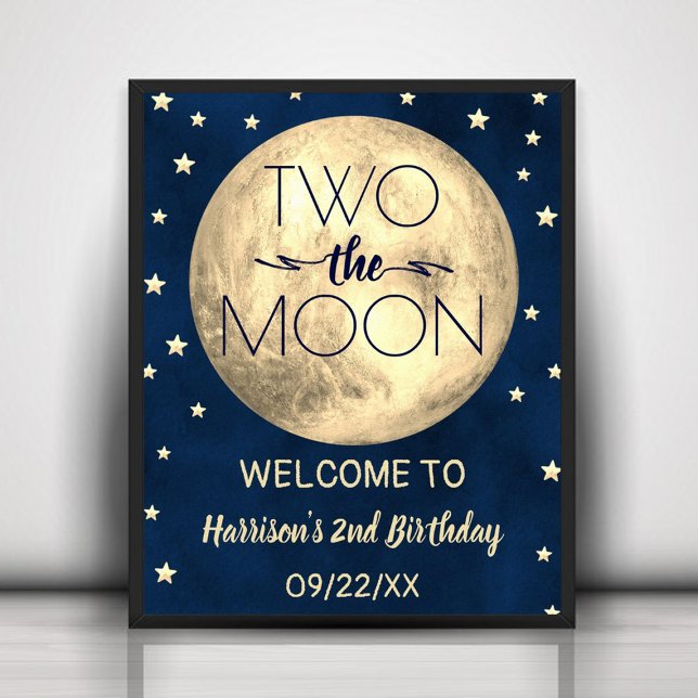 Affiche Deux La Lune 2e fête d'anniversaire Bienvenue (Créateur téléchargé)