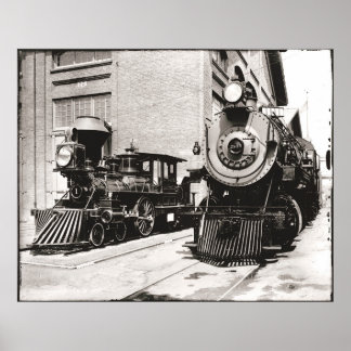 Affiche Deux Locomotives à vapeur