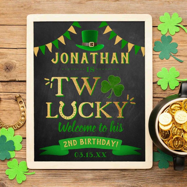 Affiche Deux Lucky St. Patrick's Day 2e anniversaire Bienv (Créateur téléchargé)