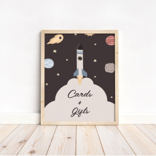 Affiche Deux Lune - Cartes spatiales pour enfants + Cadeau