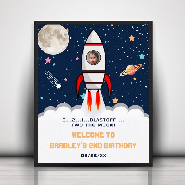Affiche Deux lune Rocket Ship 2e anniversaire Photo (Créateur téléchargé)