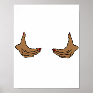 Affiche Deux mains de femme noire de dessin animé tenant l