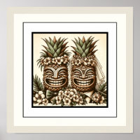 Deux mariés Tête de Tiki d'ananas gay Mariage rétr