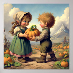 Affiche Deux Munchkins Vintages adorables dans un Patch Ci